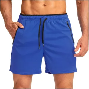 Mens 5" Running Shorts Quick Dry Athletic Workout Gym Shorts with Zipper Pockets Lightweight Active Sports Basketball