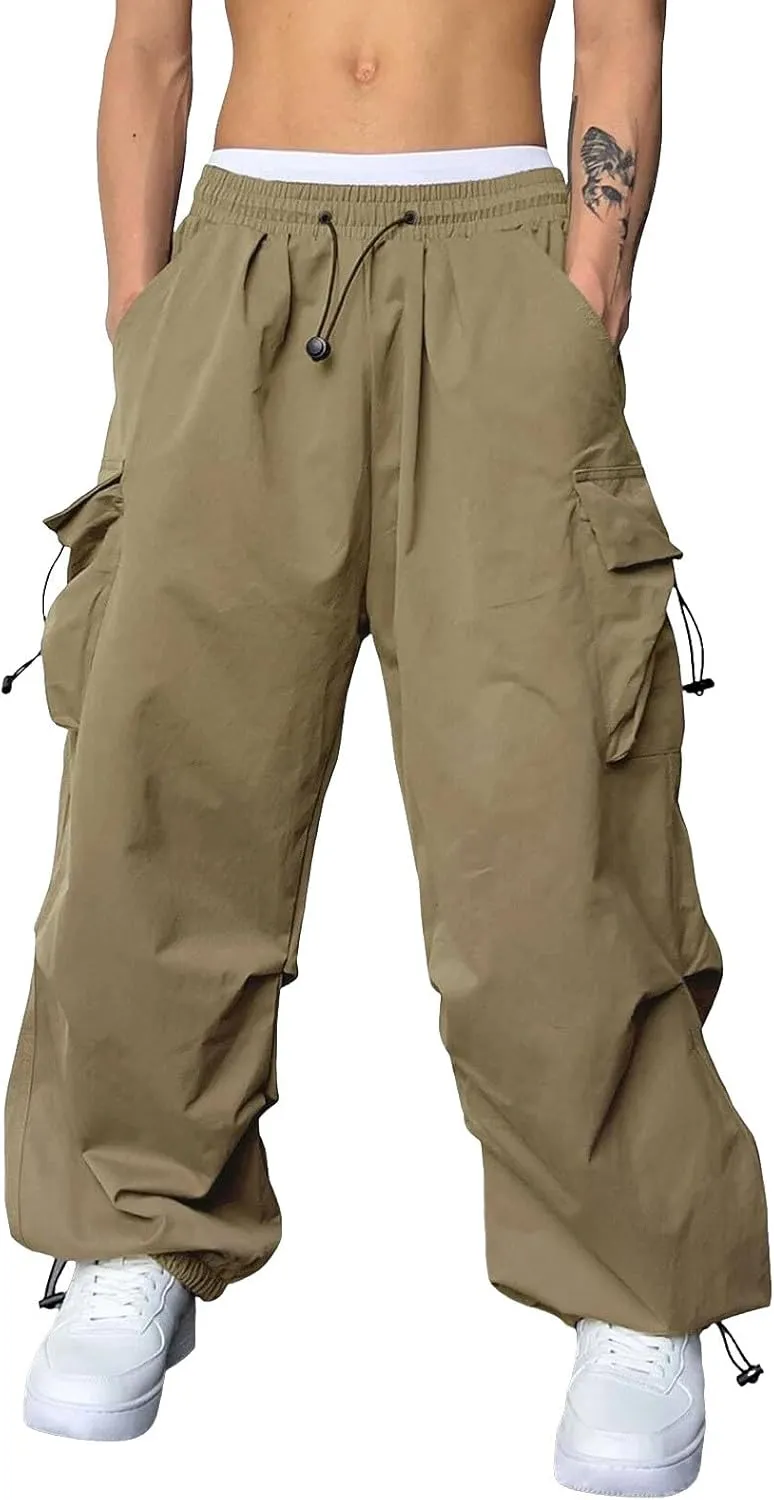 Men's Baggy Cargo Pants Trendy Casual Parachute Pant Loose Fit Men Joggers with Pockets for Streetwear