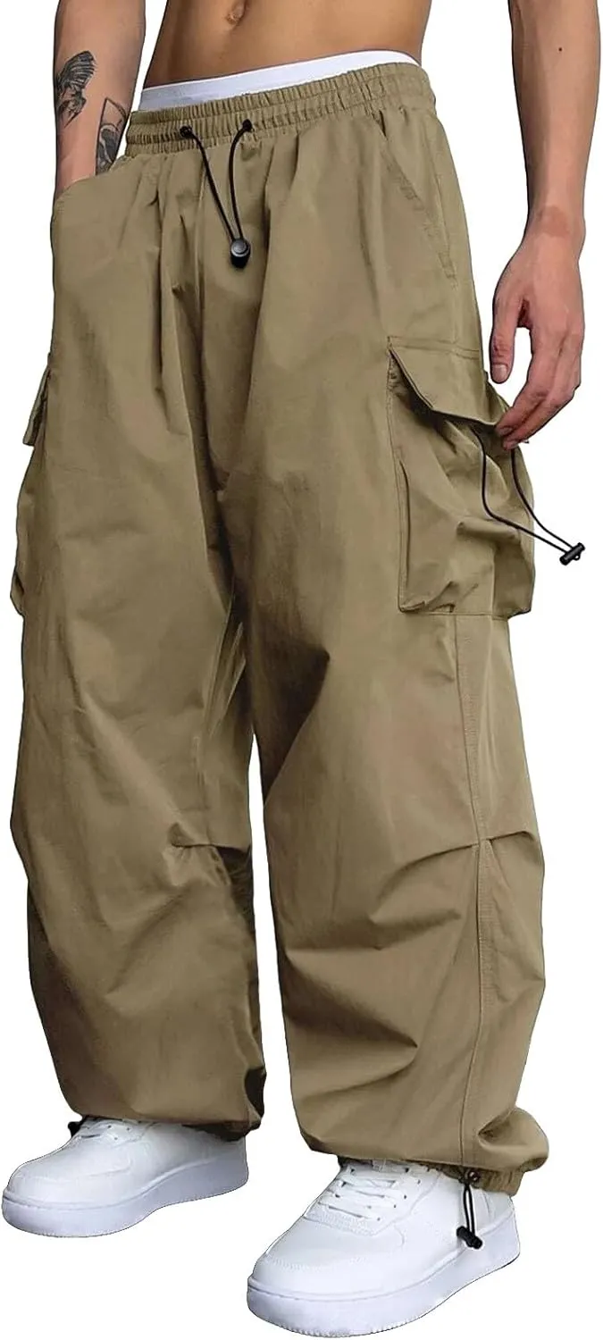 Men's Baggy Cargo Pants Trendy Casual Parachute Pant Loose Fit Men Joggers with Pockets for Streetwear