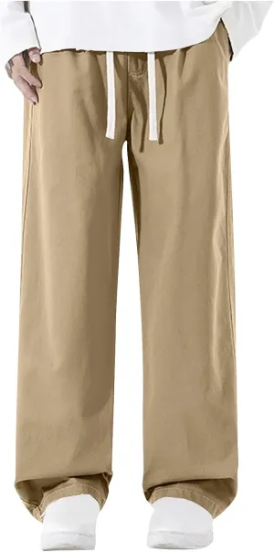 Men's Baggy Wide Leg Pants Elastic Waist Drawstring Straight Relaxed Trousers Lightweight Casual Hiking Outdoor Pants