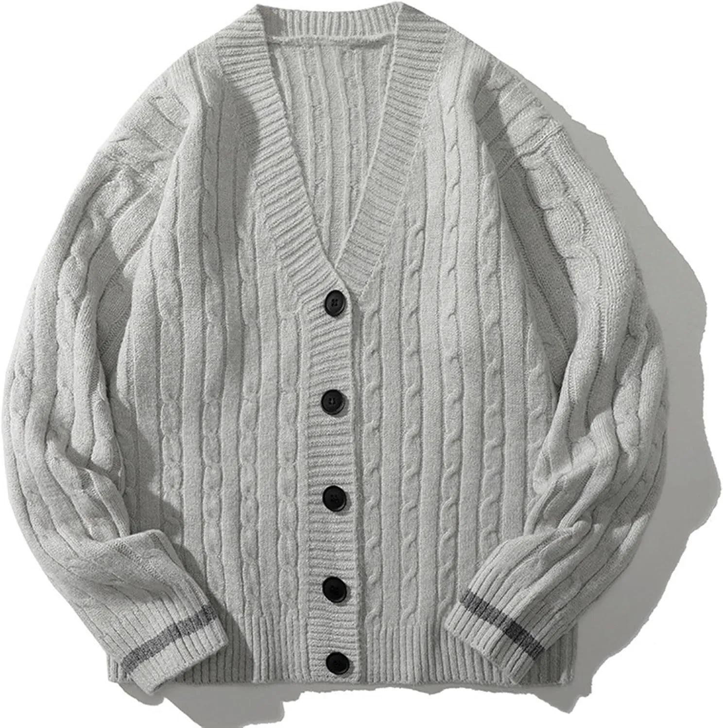 Mens Button Down Sweater Cardigan Knitted Outfits Cable Knit Solid Soft Touch Knitwear Tops Loose Fit