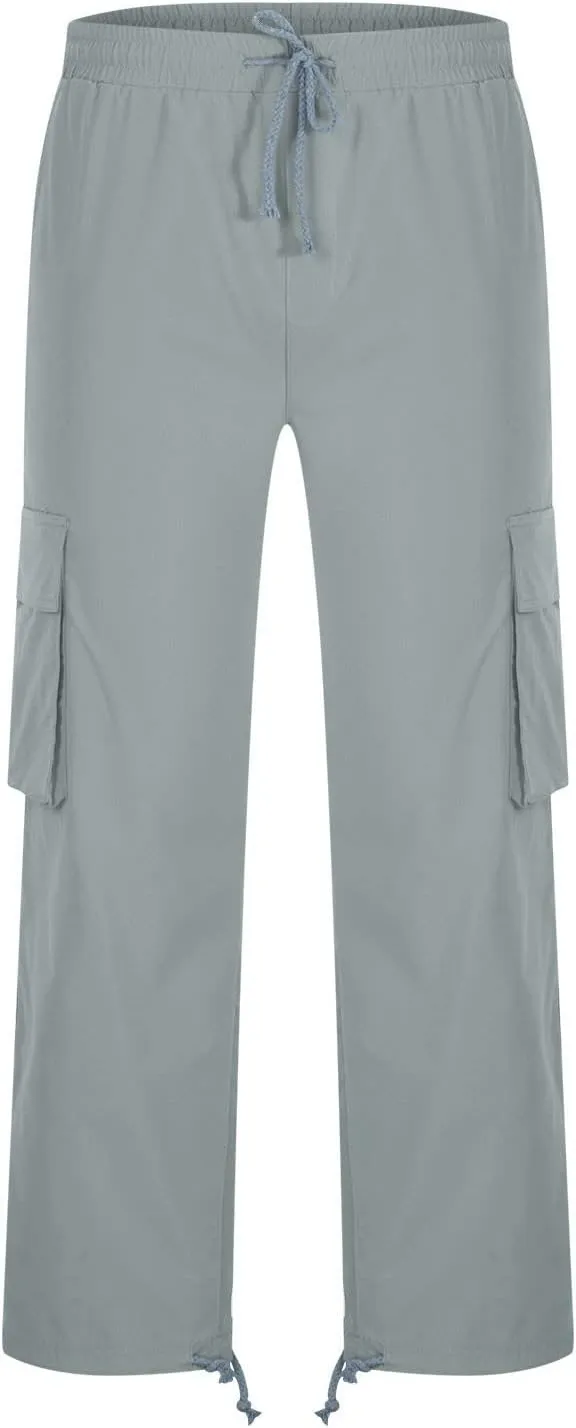 Mens Cargo Pants Casual Baggy Work Hiking Pants Relaxed Fit Summer Outdoor Workout Joggers with Multi Pockets