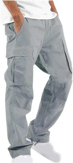Mens Cargo Pants Casual Baggy Work Hiking Pants Relaxed Fit Summer Outdoor Workout Joggers with Multi Pockets