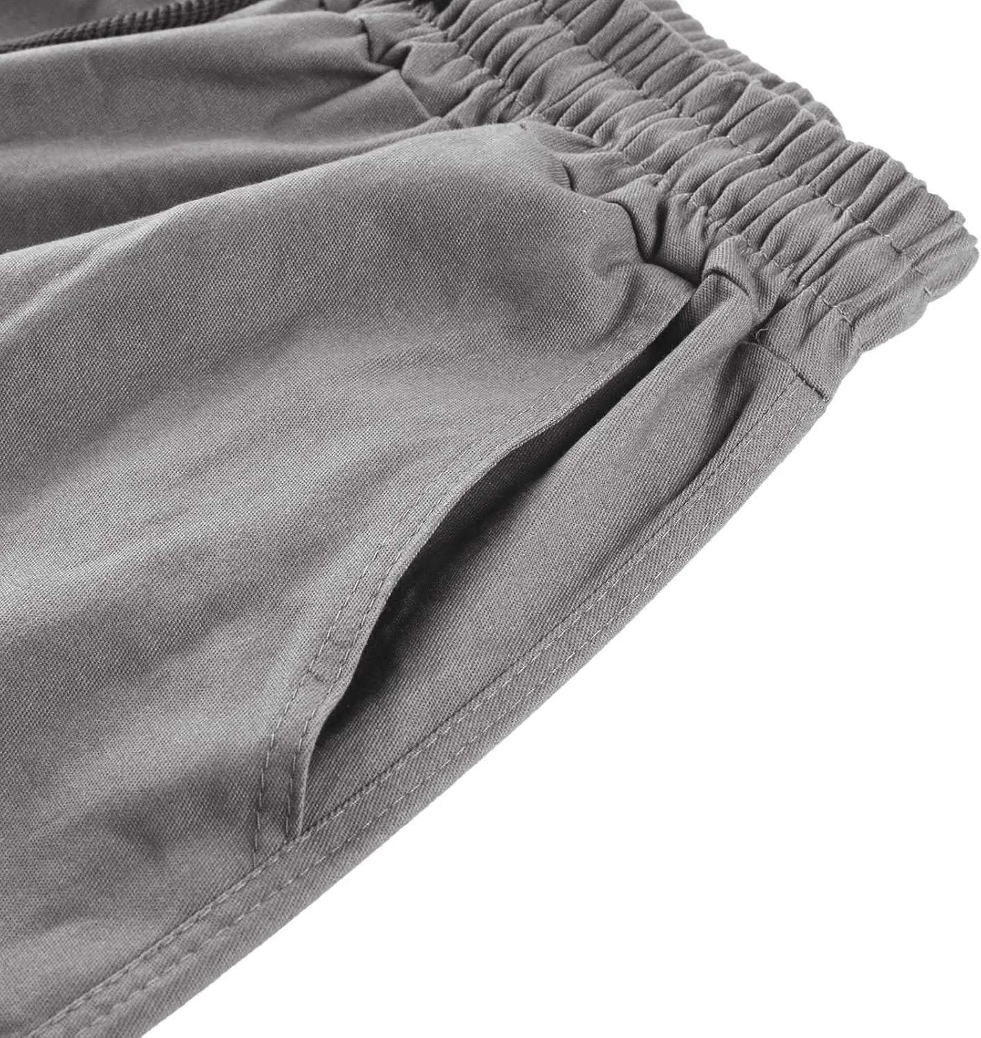 Mens Cargo Pants Drawstring Elastic Waist Wide Leg Pant Loose Fit Pants Trousers Outdoor Hiking Joggers