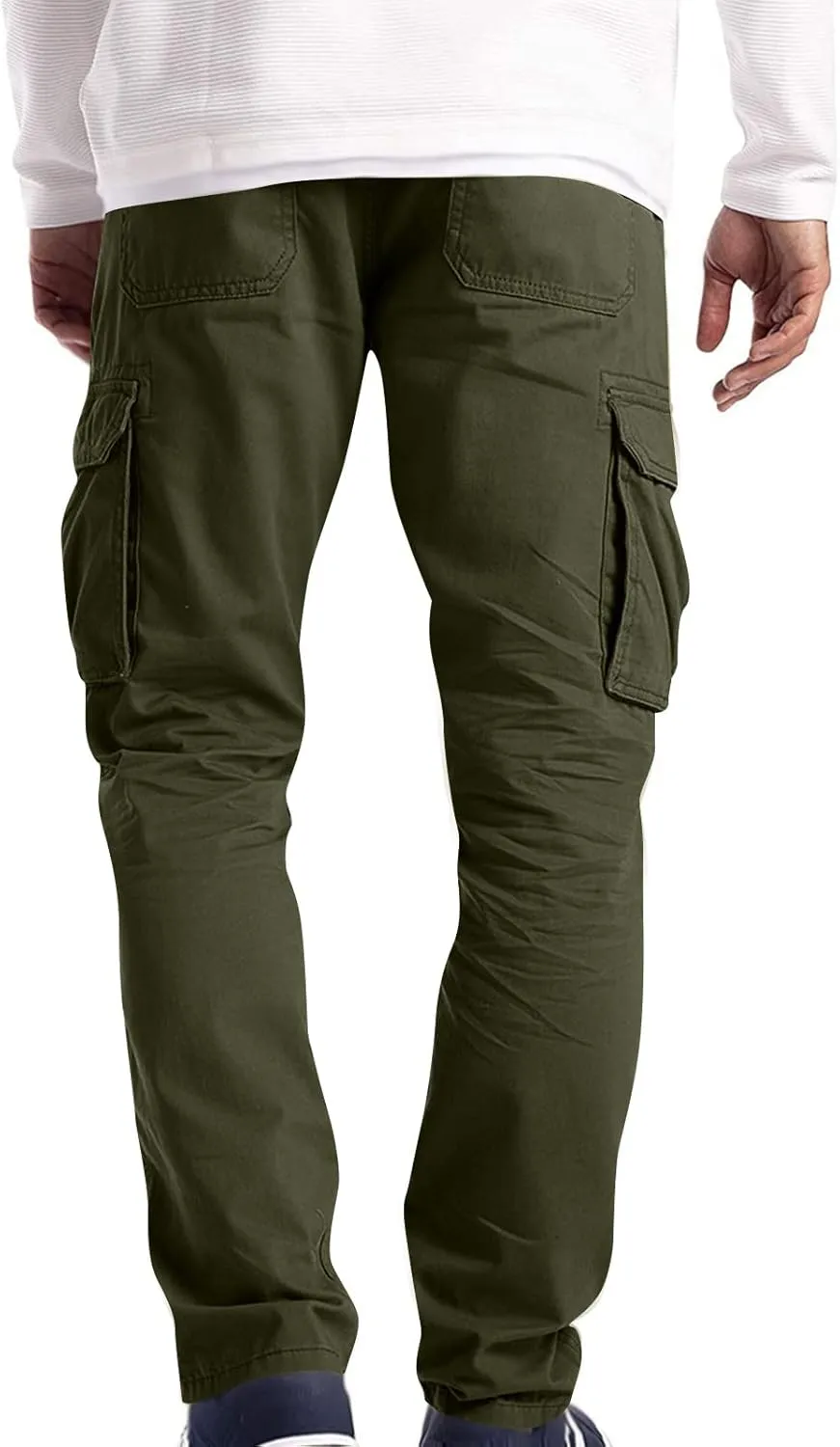 Mens Cargo Pants Relaxed Fit Stretch Straight Leg Cargo Jeans Plus Size Lightweight Casual Hiking Pants with Pockets