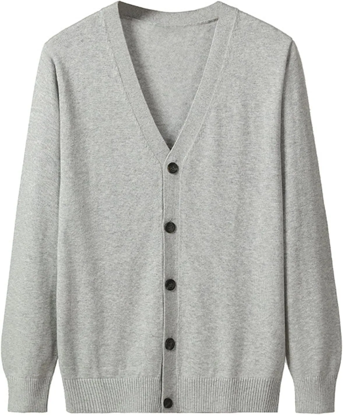 Men's Casual Long-Sleeve Soft Touch Cardigan Sweater Slim Fit Thin Knitted Top V Neck Buttons Solid Sweater Coat (Light Grey,Medium)