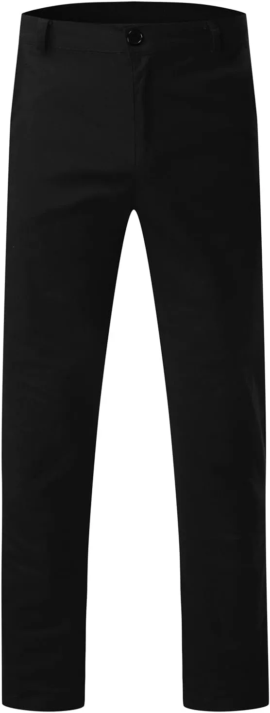 Mens Casual Outdoor Pants Lightweight Cotton Twill Elastic Waist Tapered Joggers Chino Pants with Pockets