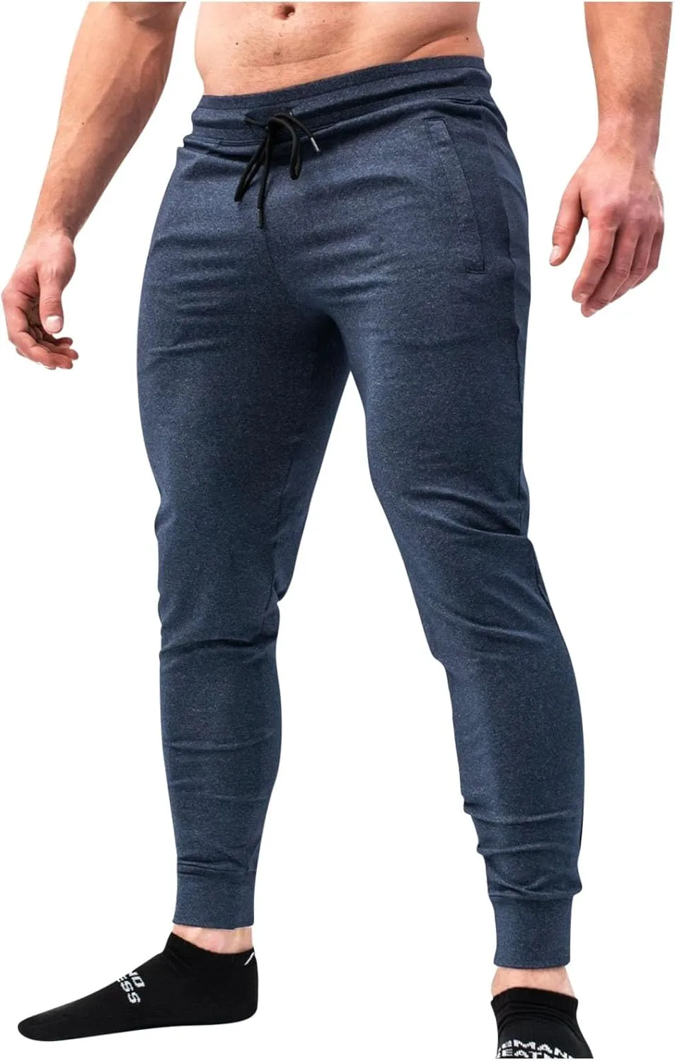 Mens Casual Pants Elastic Waist Drawstring Jogging Pants Lightweight Solid Tapered Trousers Sweatpants with Pockets