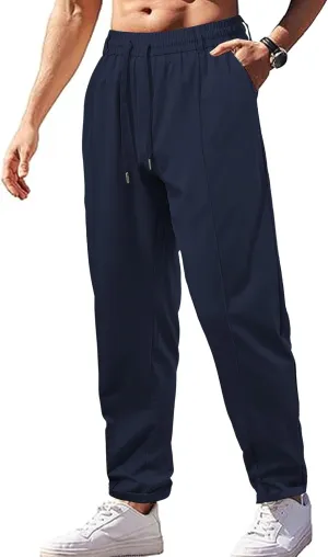 Mens Casual Sweatpants Loose Fit Straight Athletic Lounge Pants Lightweight Baggy Workout Drawstring Track Pants