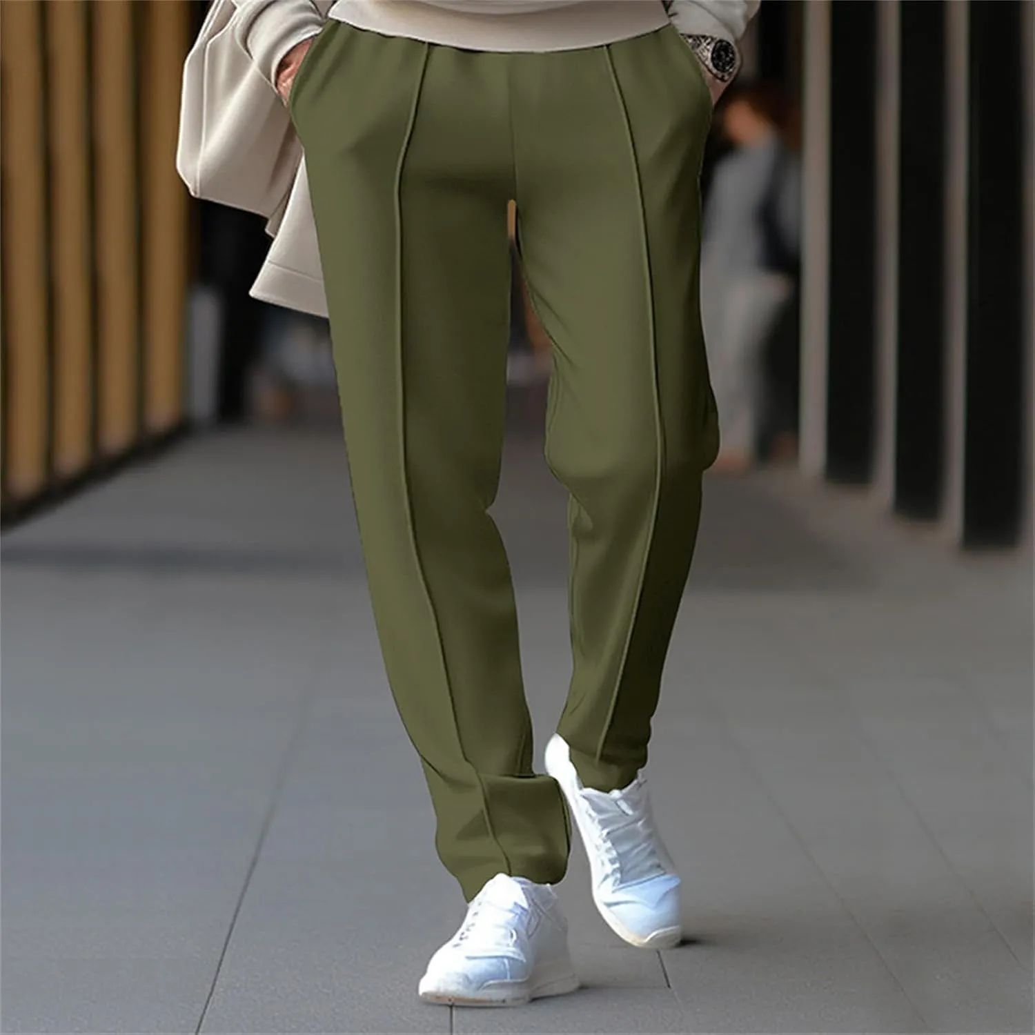 Mens Casual Wide Leg Pants Lightweight Elastic Waist Loose Straight Baggy Sweatpants Fashion Outdoor Trousers