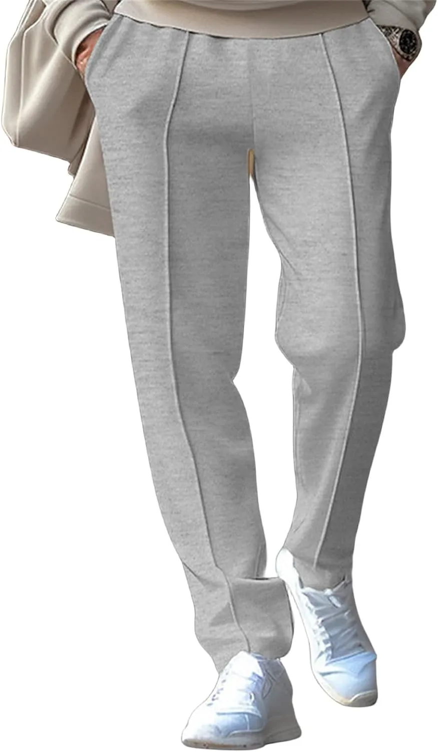 Mens Casual Wide Leg Pants Lightweight Elastic Waist Loose Straight Baggy Sweatpants Fashion Outdoor Trousers