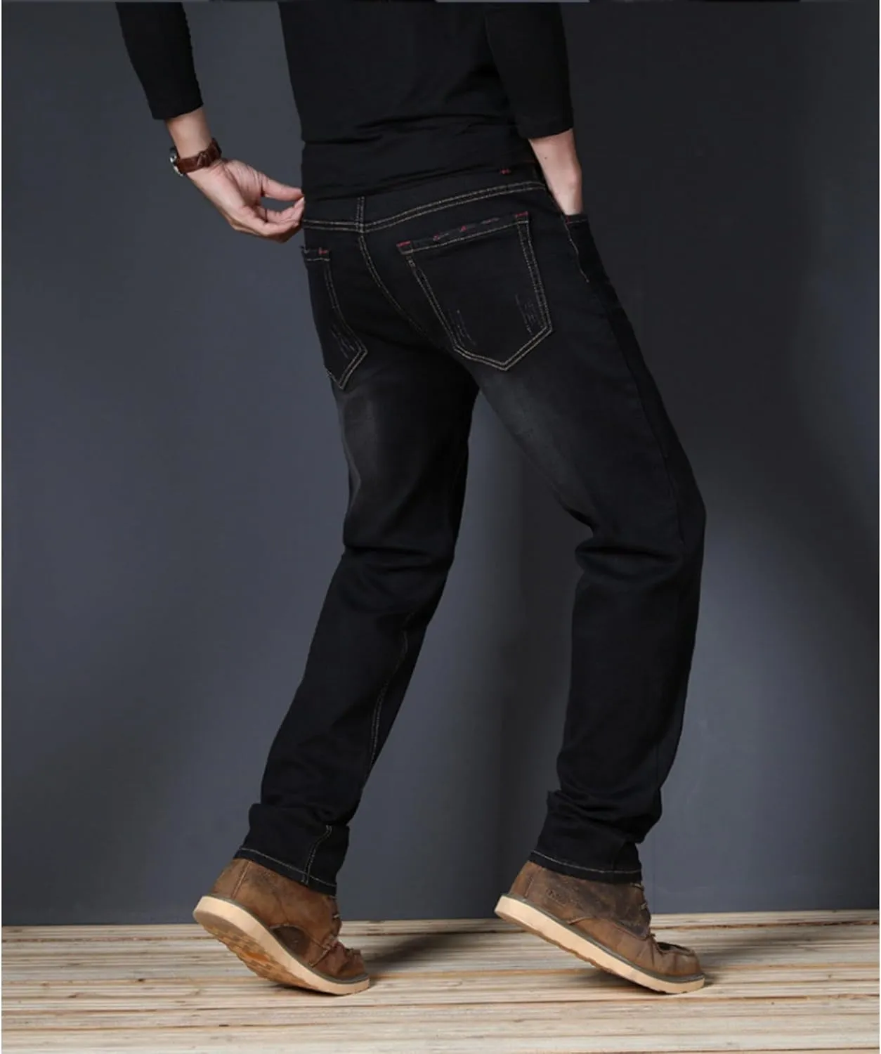 Men's Classic Relaxed Fit Jean Lightweight Straight Leg Washed Denim Jeans Retro Distressed Loose Fit Jean Pants