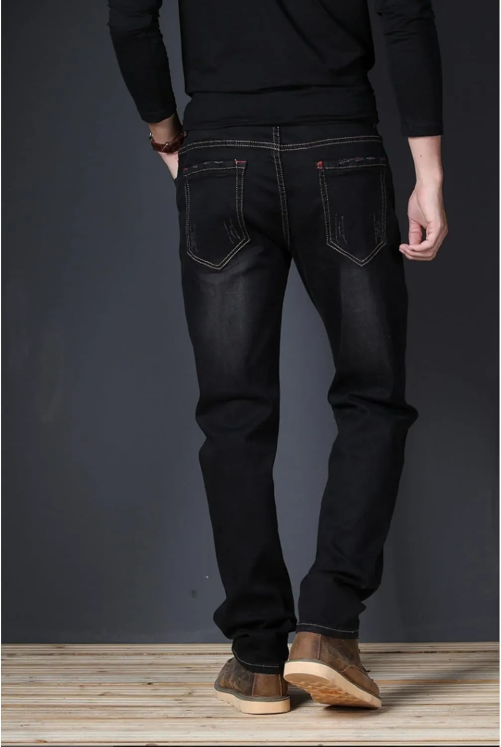 Men's Classic Relaxed Fit Jean Lightweight Straight Leg Washed Denim Jeans Retro Distressed Loose Fit Jean Pants
