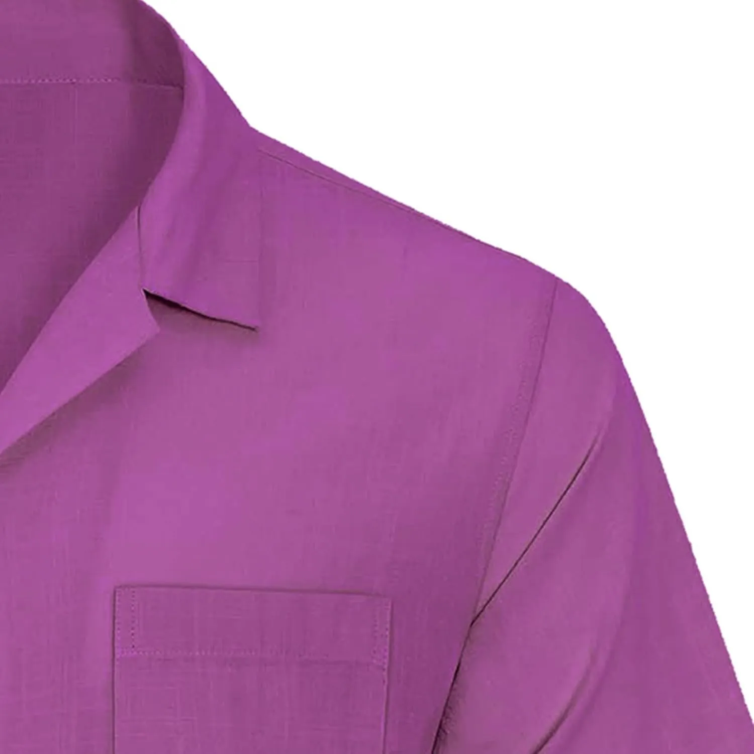 Men's Cuban Collar Shirt Solid Color Loose Fit Trendy Button Down Short Sleeve Top Summer Beach Vacation Party Breathable Tee