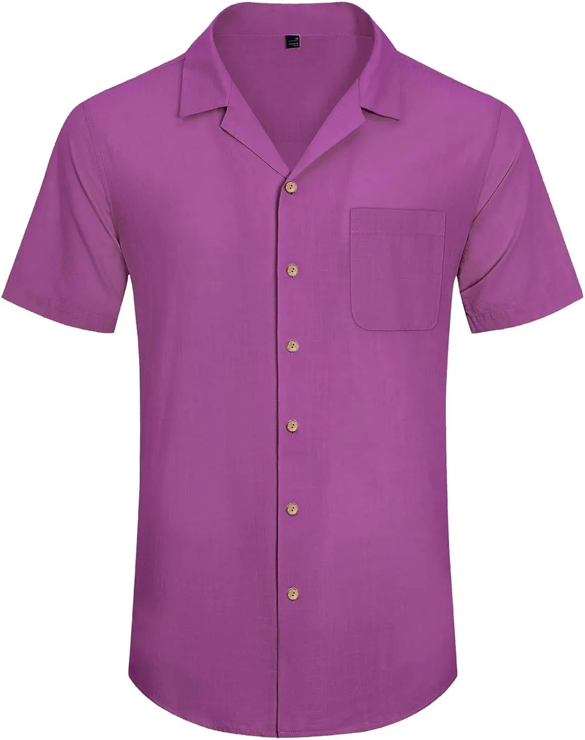 Men's Cuban Collar Shirt Solid Color Loose Fit Trendy Button Down Short Sleeve Top Summer Beach Vacation Party Breathable Tee
