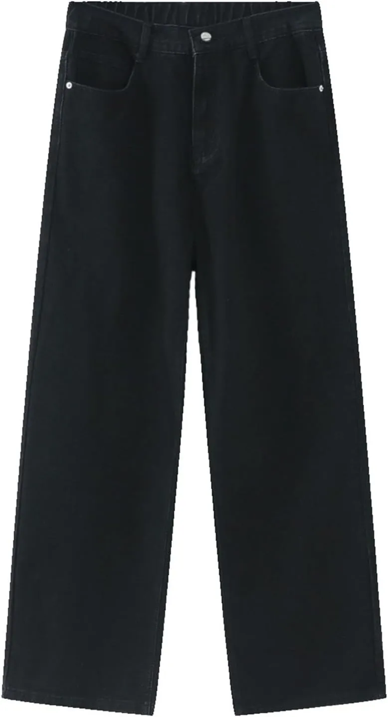 Mens Distressed Jeans Relaxed Fit Casual Straight Leg Washed Denim Pants with Pockets Hip Hop Streetwear Trousers