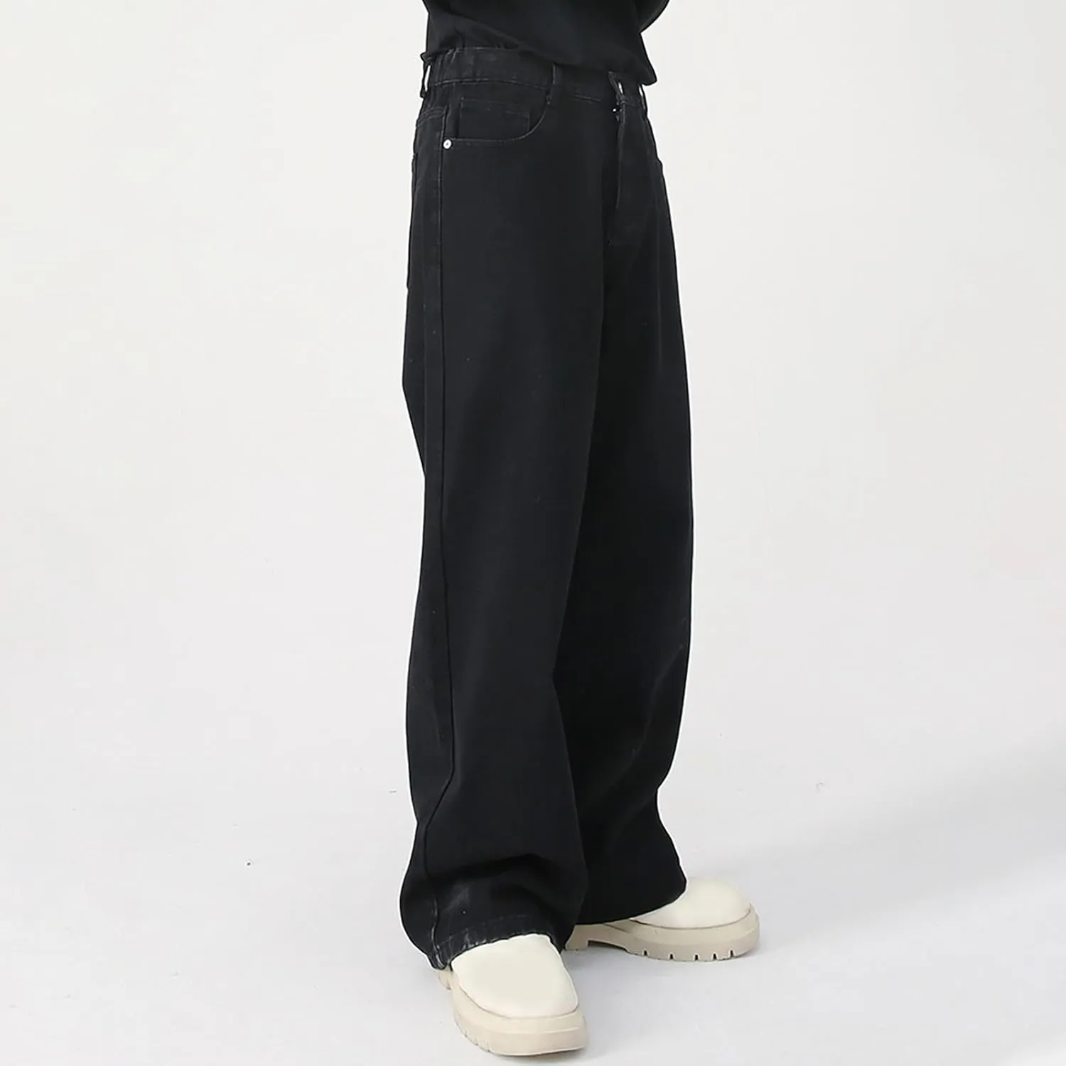 Mens Distressed Jeans Relaxed Fit Casual Straight Leg Washed Denim Pants with Pockets Hip Hop Streetwear Trousers
