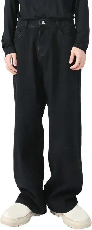 Mens Distressed Jeans Relaxed Fit Casual Straight Leg Washed Denim Pants with Pockets Hip Hop Streetwear Trousers
