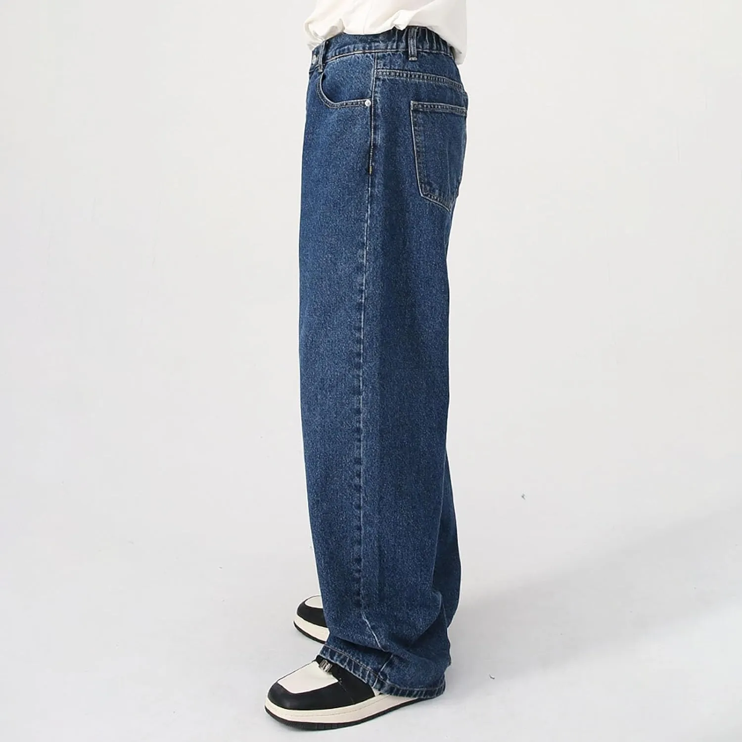 Mens Distressed Jeans Relaxed Fit Casual Straight Leg Washed Denim Pants with Pockets Hip Hop Streetwear Trousers