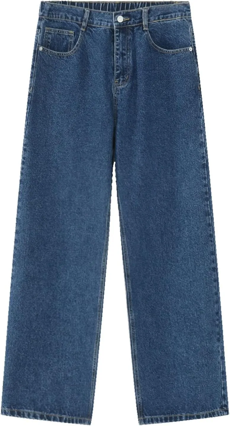 Mens Distressed Jeans Relaxed Fit Casual Straight Leg Washed Denim Pants with Pockets Hip Hop Streetwear Trousers