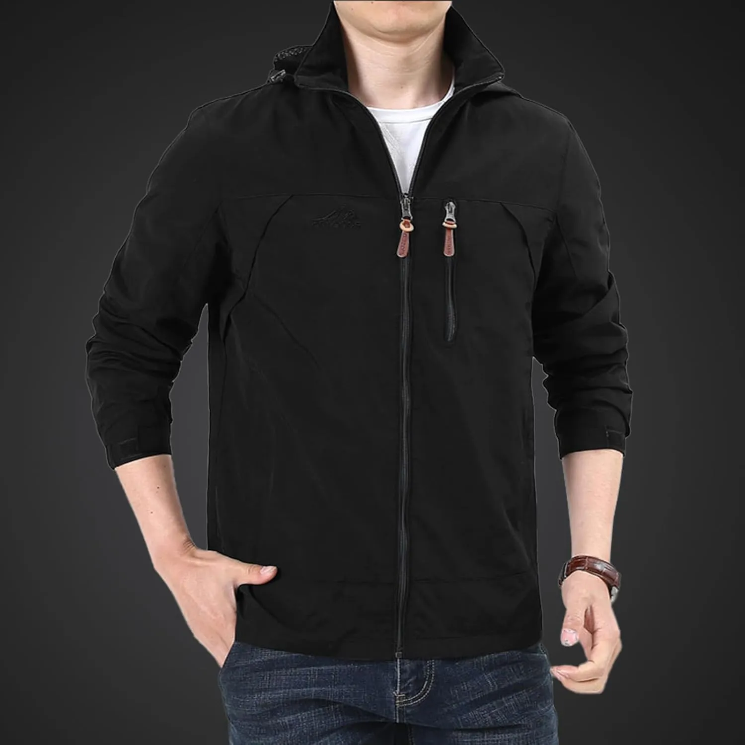 Men's Jacket Waterproof Hooded Jacket Outdoor Cycling Windproof Breathable Jacket