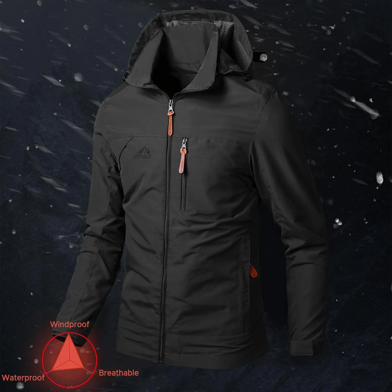 Men's Jacket Waterproof Hooded Jacket Outdoor Cycling Windproof Breathable Jacket