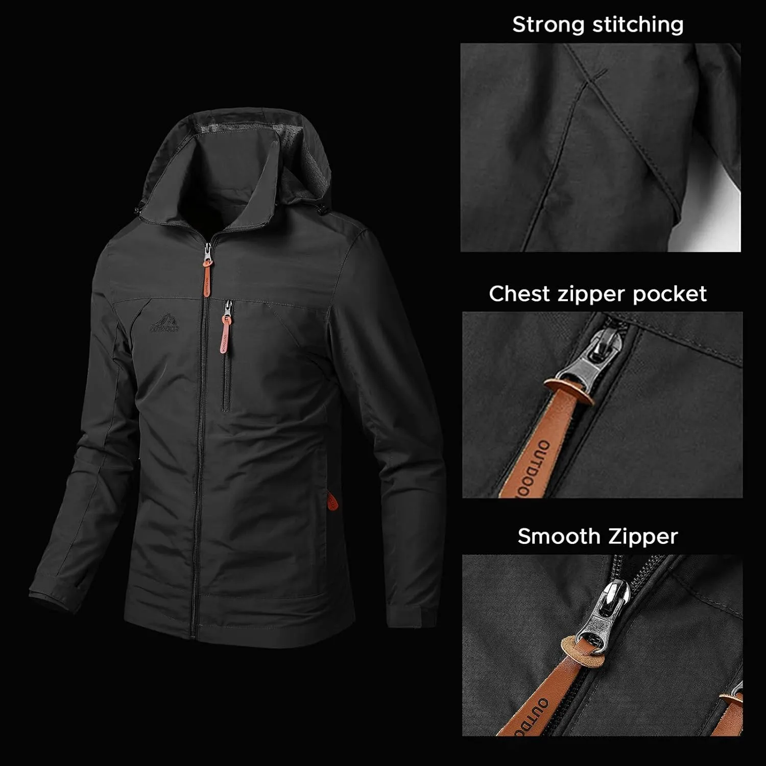 Men's Jacket Waterproof Hooded Jacket Outdoor Cycling Windproof Breathable Jacket