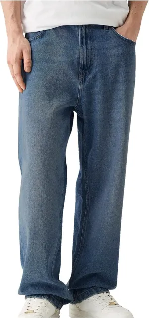 Mens Jeans Relaxed Fit Straight Leg Stretch Denim Pants Comfort Vintage Dress Work Jeans for Men Casual Washed Pants