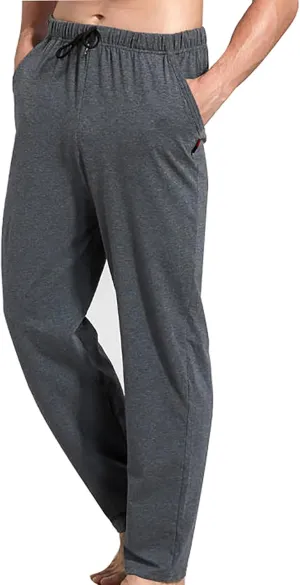 Men's Joggers Sweatpants Open Bottom Straight Leg Casual Loose Fit Running Athletic Pants with Pockets