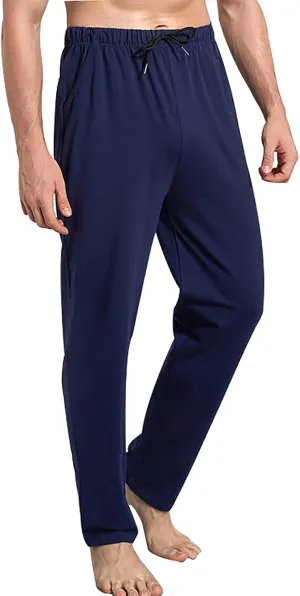 Men's Joggers Sweatpants Open Bottom Straight Leg Casual Loose Fit Running Athletic Pants with Pockets