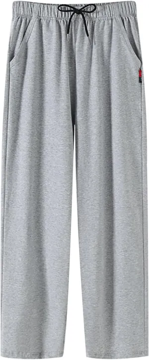 Men's Joggers Sweatpants Open Bottom Straight Leg Casual Loose Fit Running Athletic Pants with Pockets