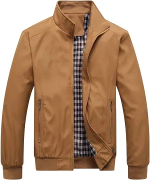 Men's Lightweight Bomber Jacket Breathable Spring Fall Full Zip Thin Windbreaker Outdoor Recreation Coat for Business