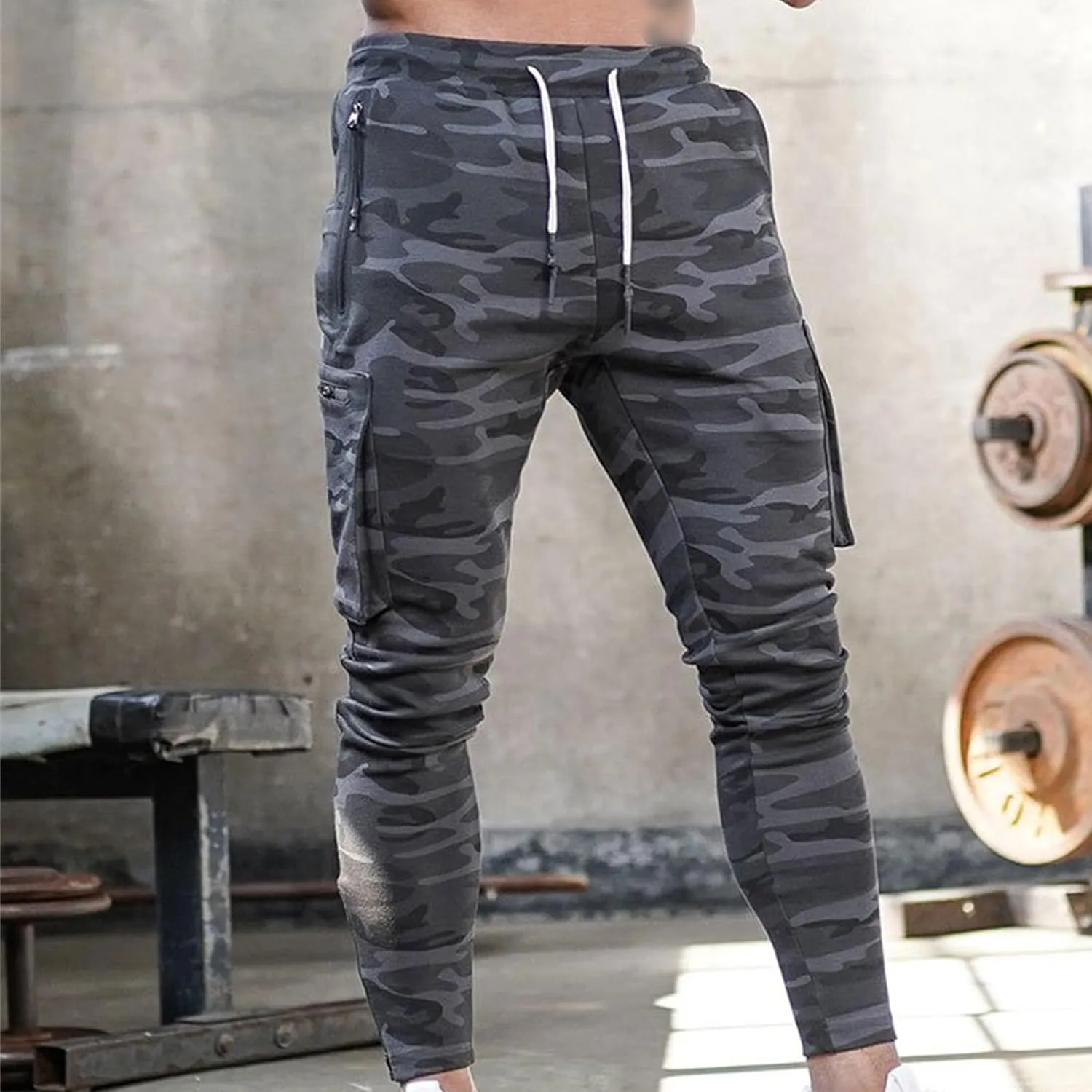 Men's Lightweight Casual Joggers Pants Elastic Waist Drawstring Cargo Sweatpants Multi-Pockets Athletic Trousers