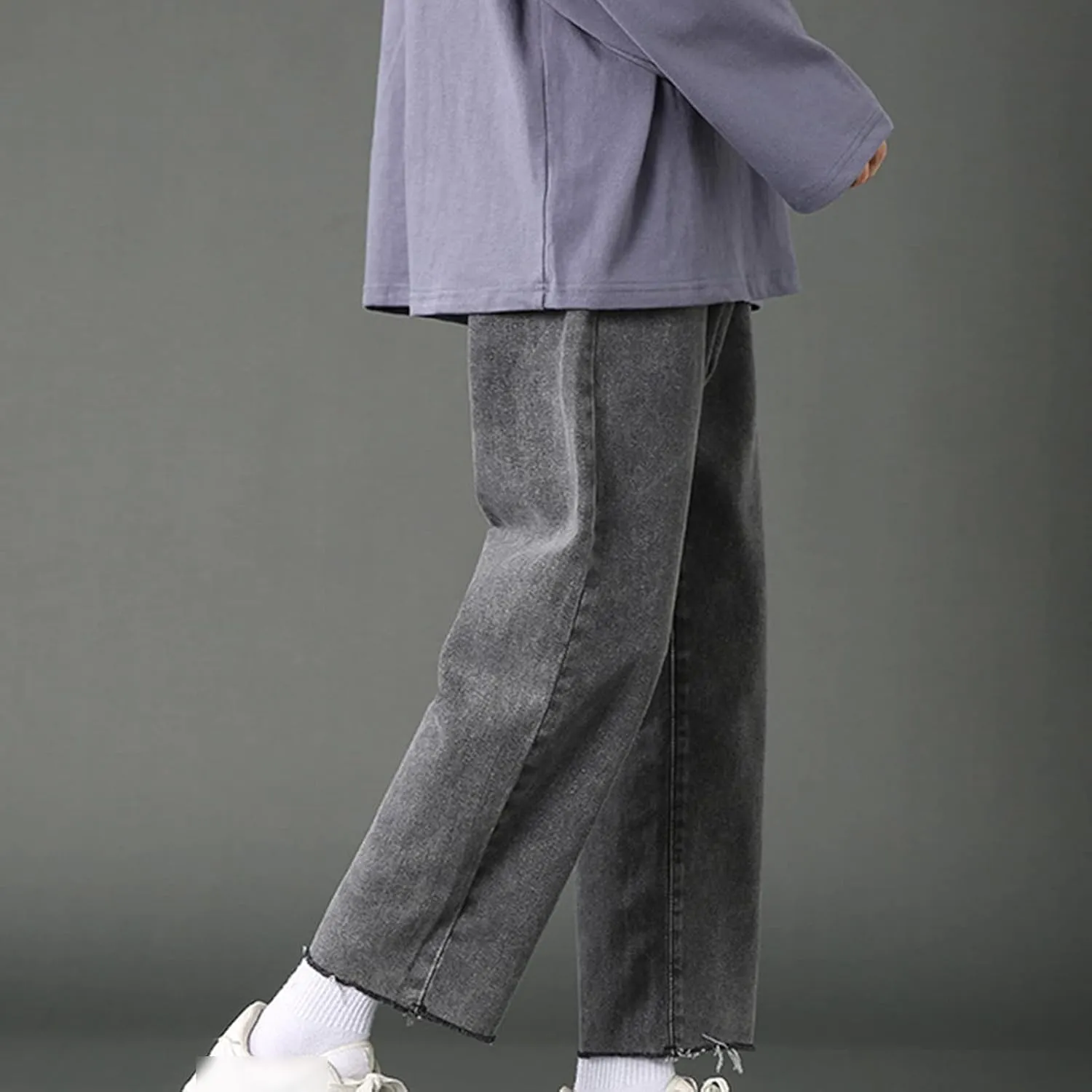 Men's Loose Fit Straight Leg Jeans Distressed Washed Hip Hop Denim Pants Vintage Relaxed Fit Lightweight Jean