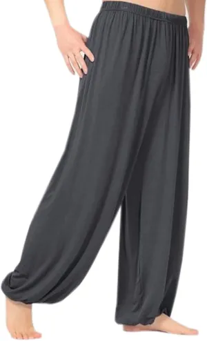 Mens Loose Yoga Pants Lounge Pajama Bottoms Modal Sport Dance Harem Pants Dark Grey XL