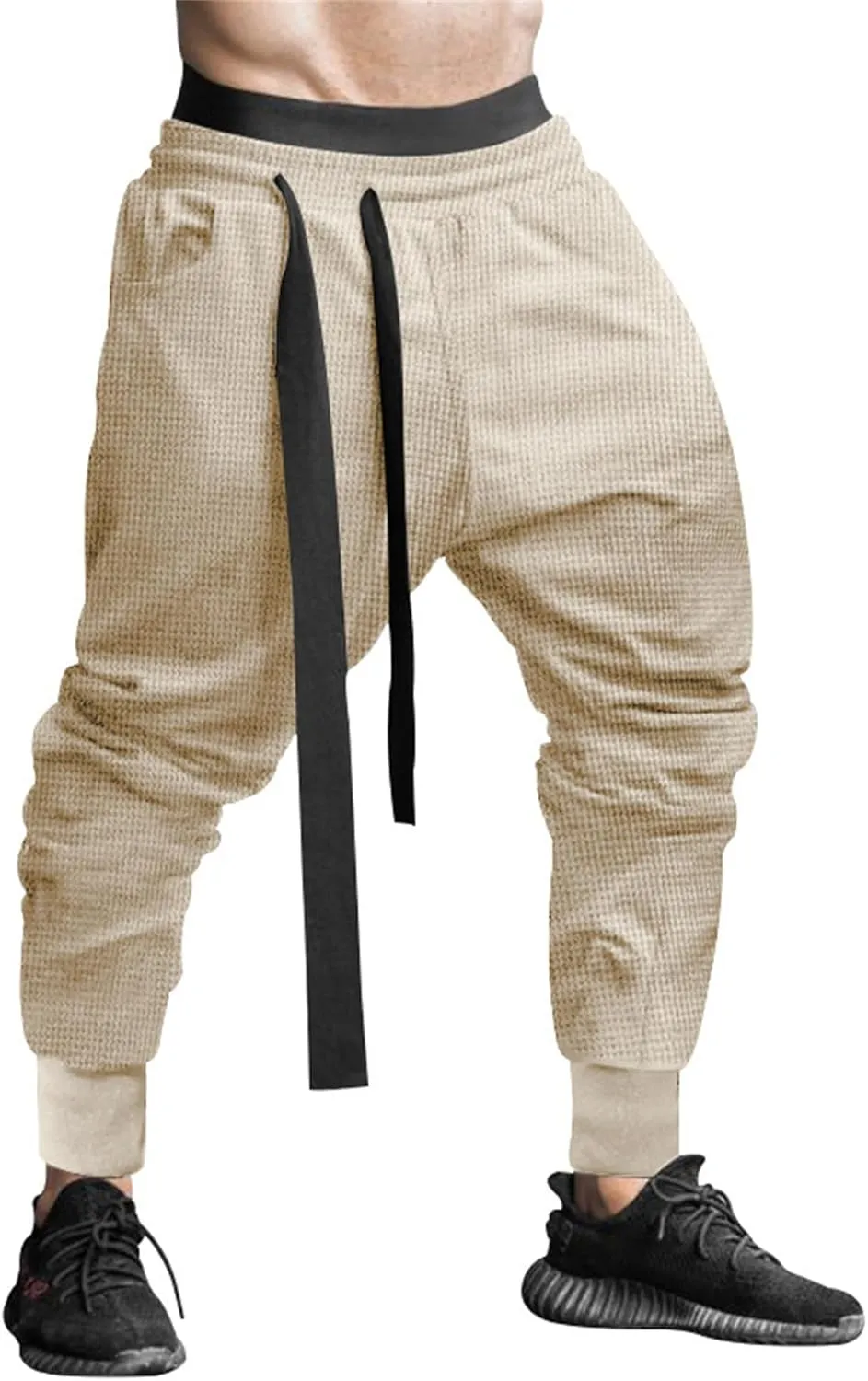 Mens Low Crotch Lightweight Pants Drawstring Elastic Waist Sweatpants Casual Loose Trousers Fashion Harem Fall Pant