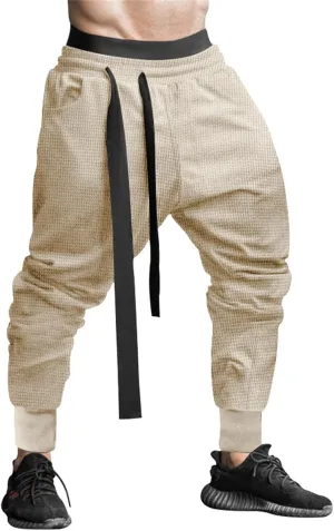 Mens Low Crotch Lightweight Pants Drawstring Elastic Waist Sweatpants Casual Loose Trousers Fashion Harem Fall Pant