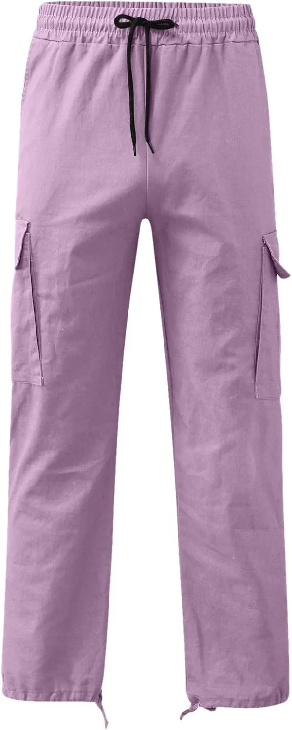 Mens Outdoor Baggy Cargo Pants Relaxed Fit Lightweight Cotton Casual Work Pants with Pocket