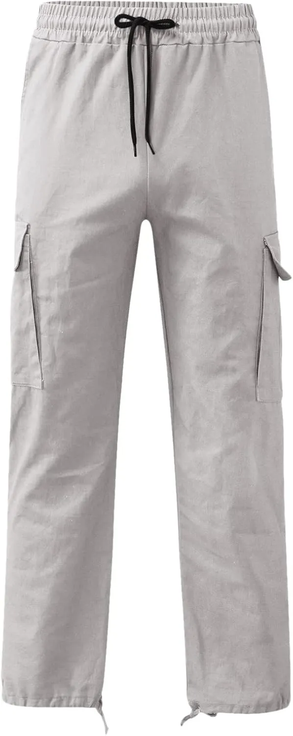 Mens Outdoor Baggy Cargo Pants Relaxed Fit Lightweight Cotton Casual Work Pants with Pocket