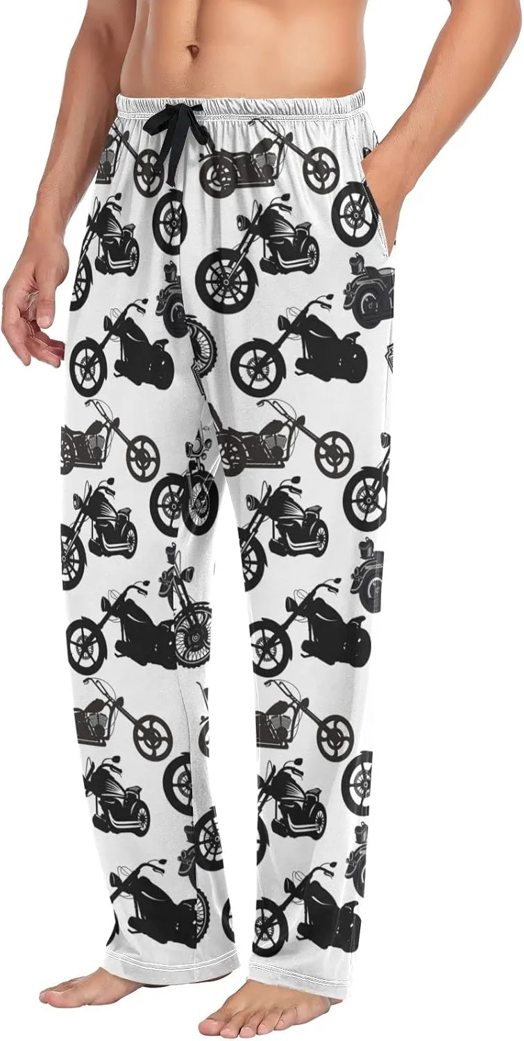 Men's Pajama Pants Straight Trouser Sleep Lounge Pants Sleepwear with Pockets