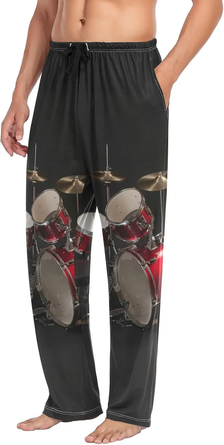 Men's Pajama Pants Straight Trouser Sleep Lounge Pants Sleepwear with Pockets