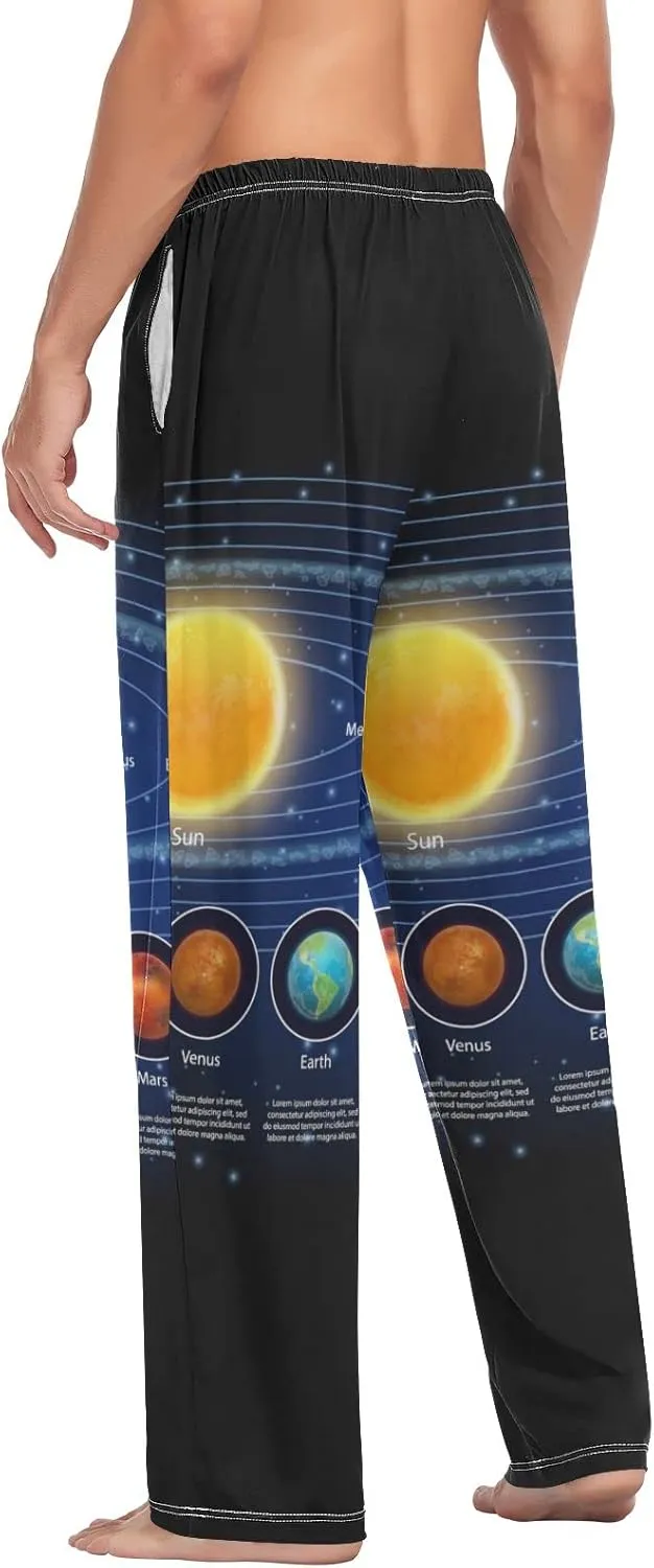Men's Pajama Pants Straight Trouser Sleep Lounge Pants Sleepwear with Pockets