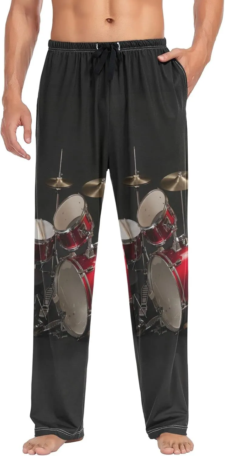 Men's Pajama Pants Straight Trouser Sleep Lounge Pants Sleepwear with Pockets