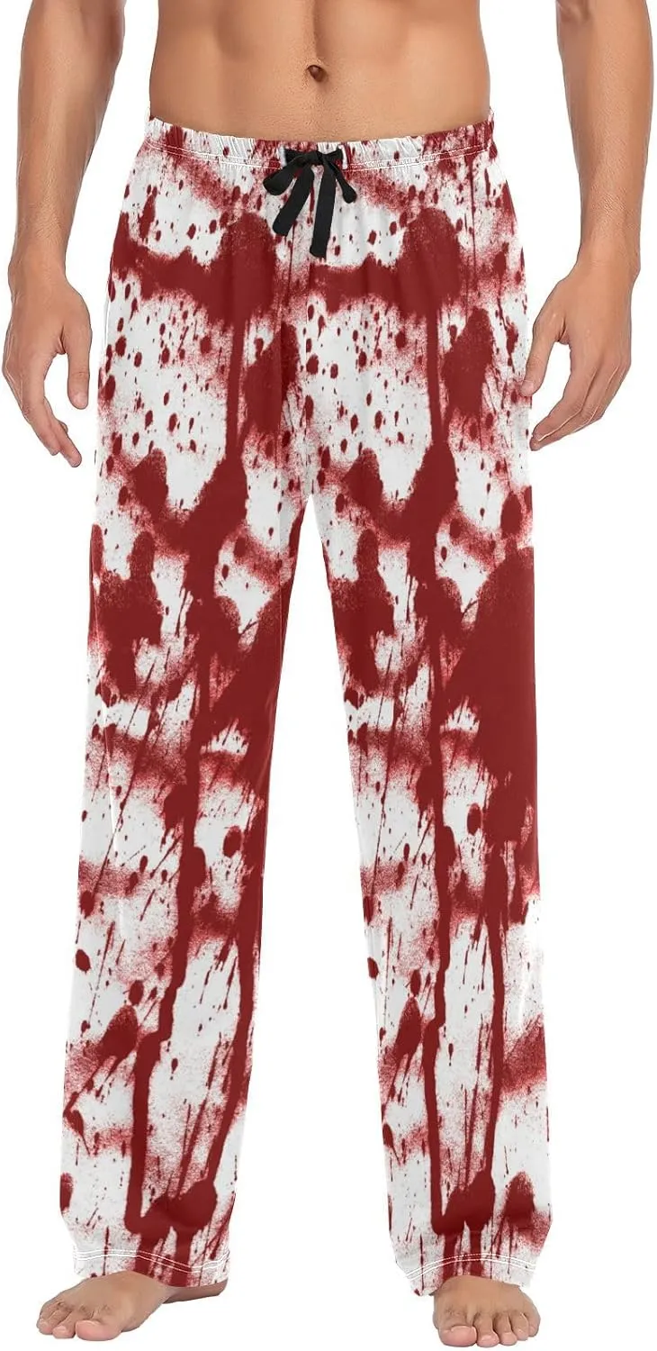 Men's Pajama Pants Straight Trouser Sleep Lounge Pants Sleepwear with Pockets