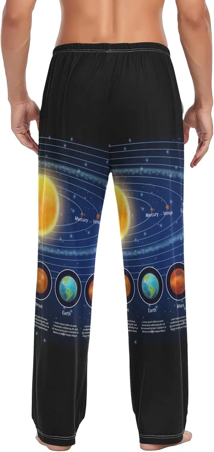 Men's Pajama Pants Straight Trouser Sleep Lounge Pants Sleepwear with Pockets