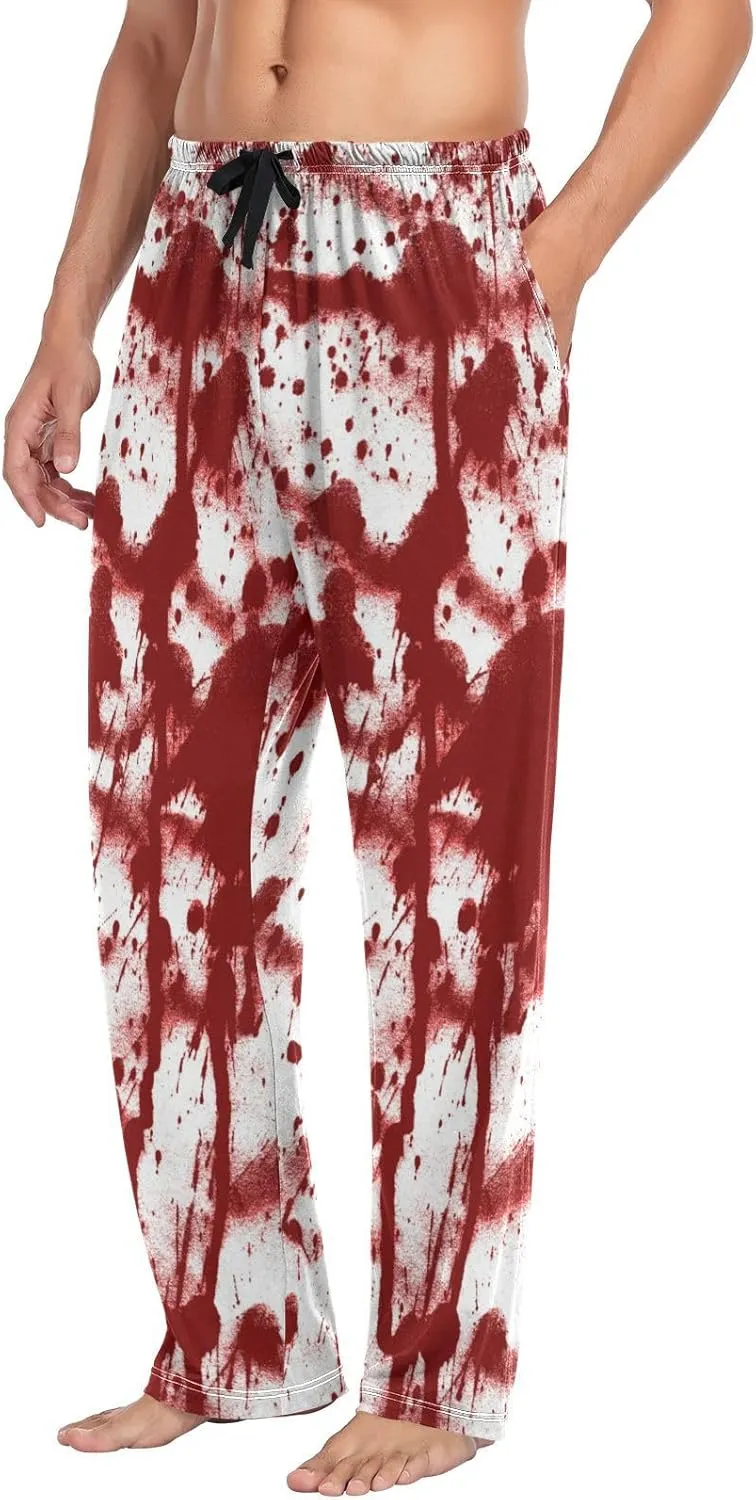 Men's Pajama Pants Straight Trouser Sleep Lounge Pants Sleepwear with Pockets