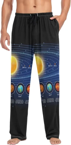 Men's Pajama Pants Straight Trouser Sleep Lounge Pants Sleepwear with Pockets