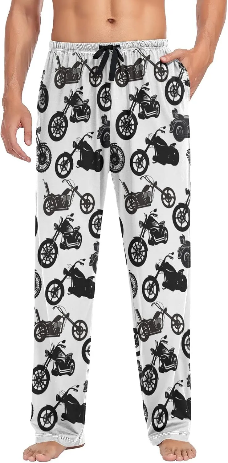 Men's Pajama Pants Straight Trouser Sleep Lounge Pants Sleepwear with Pockets