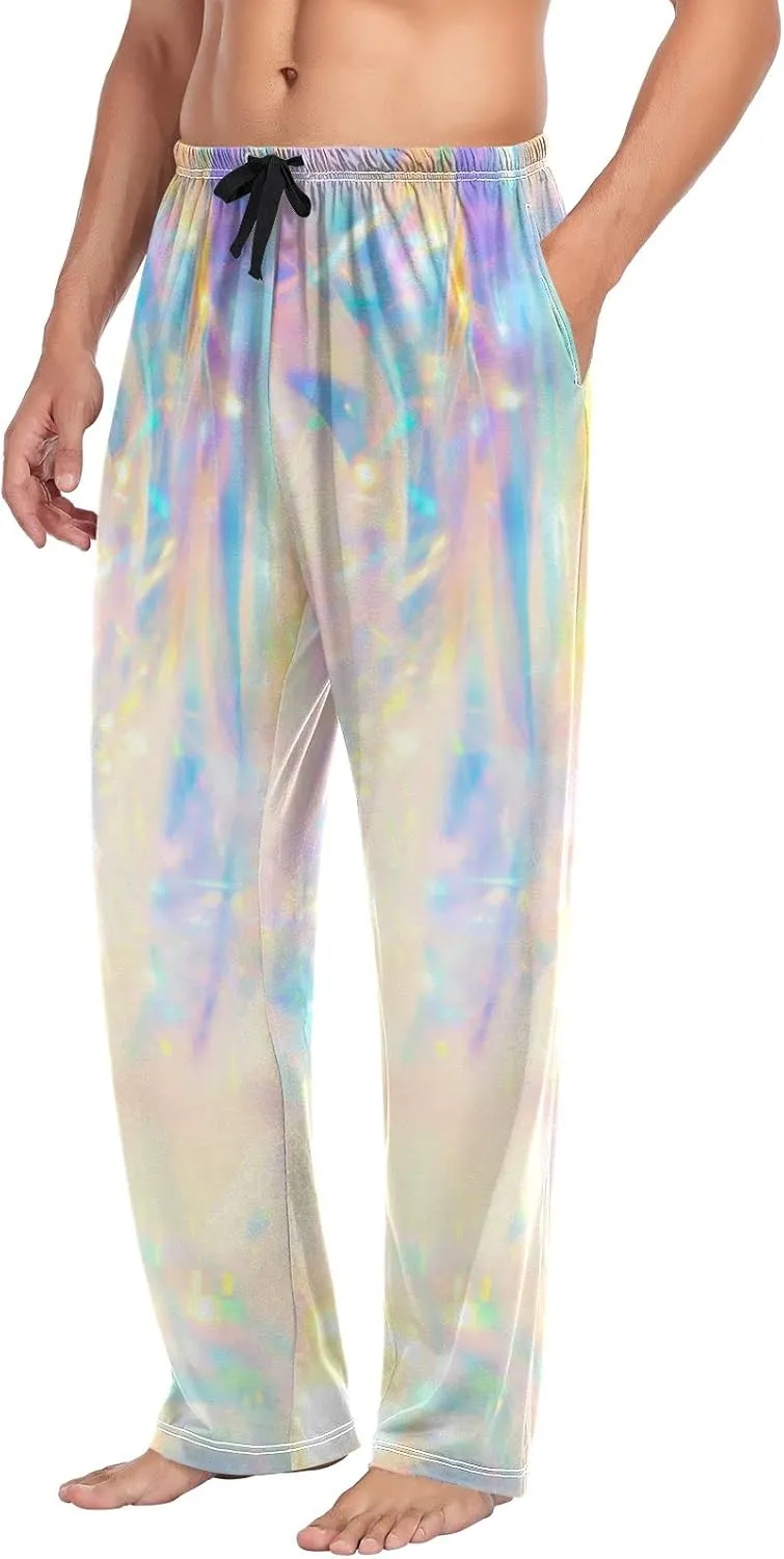 Men's Pajama Pants Straight Trouser Sleep Lounge Pants Sleepwear with Pockets