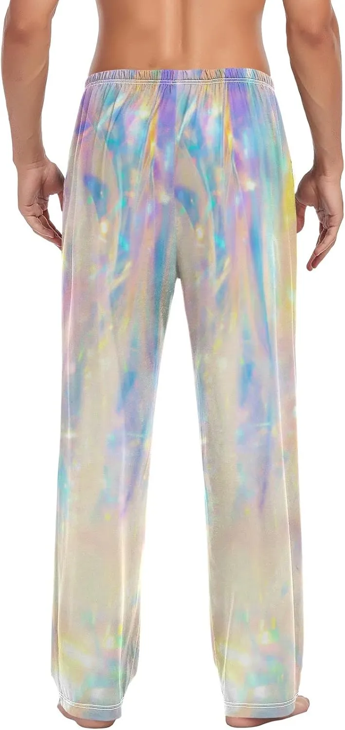 Men's Pajama Pants Straight Trouser Sleep Lounge Pants Sleepwear with Pockets